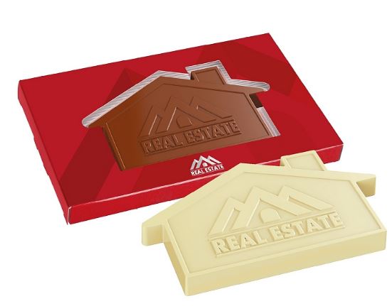 Chocolate house with logo