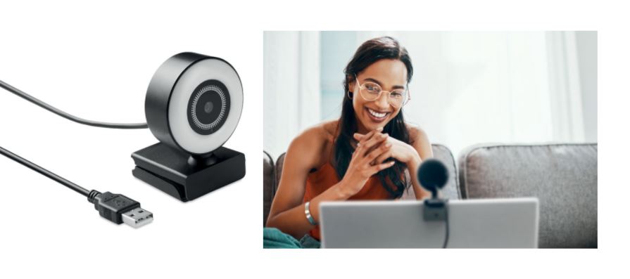 Streaming 1080P HD webcam in ABS with built-in microphone and adjustable ring light