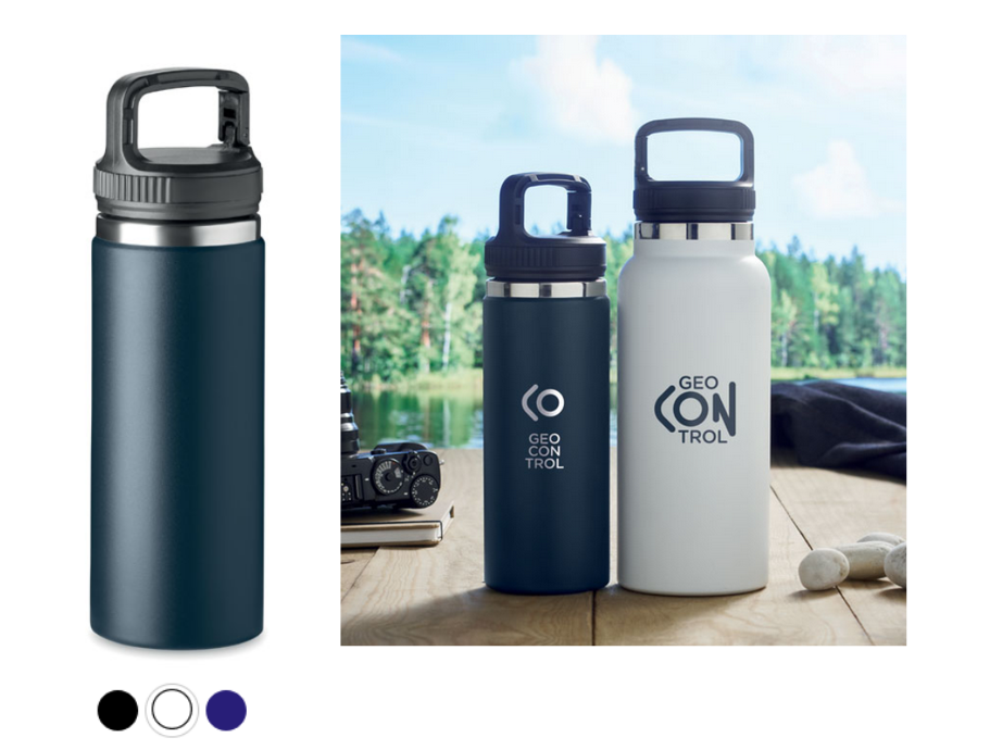 Double wall stainless steel vacuum insulated bottle "CLEO" 500 or 950 ml, with your logo