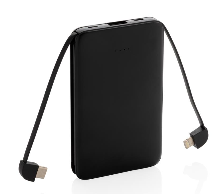 5.000 mAh Pocket Powerbank with integrated cables 