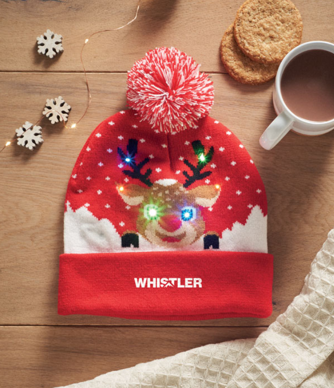 Christmas knitted beanie with 6 LED light