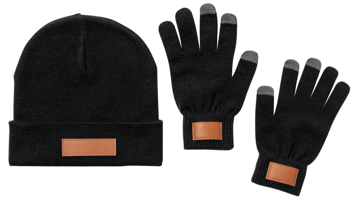 Hat and gloves set with logo