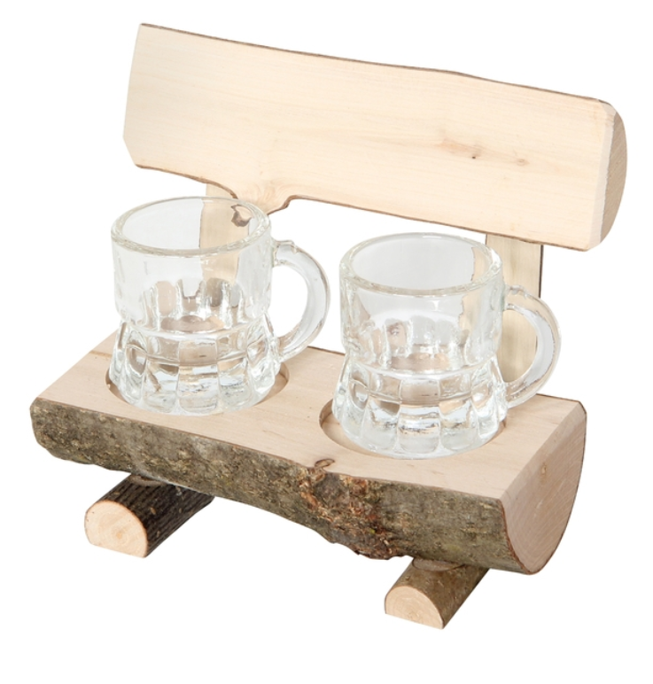 Bench with 2 Shot Glasses