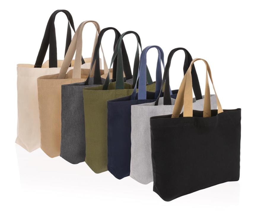 Stilīgas auduma somas iepirkumiem  no pārstrādes materiāliem "Impact Aware", ar Jūsu logo