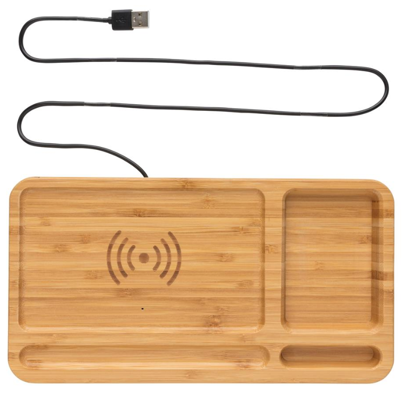 FSC® Bamboo desk organiser 10W wireless charger