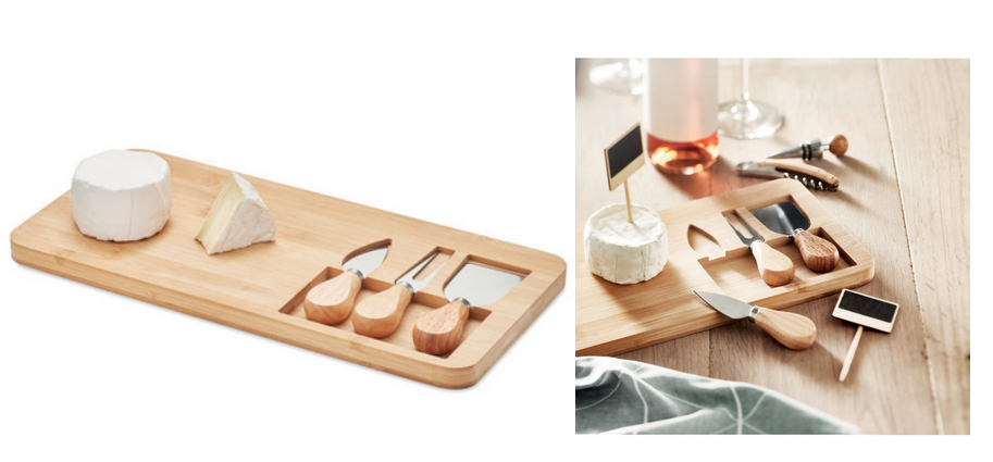 Bamboo cheese serving set with logo