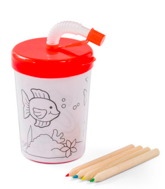 Travel cup with pencils