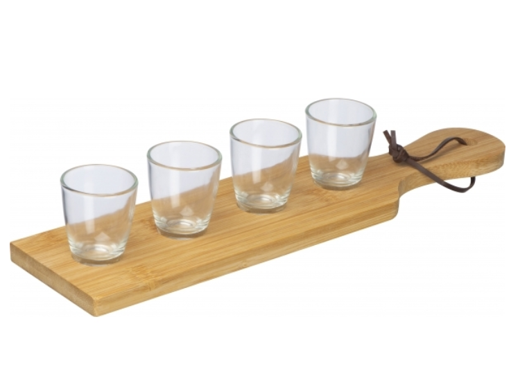 5-piece shot glass set with 4 glasses  and your logo