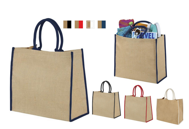 Harry coloured edge jute tote bag 25L