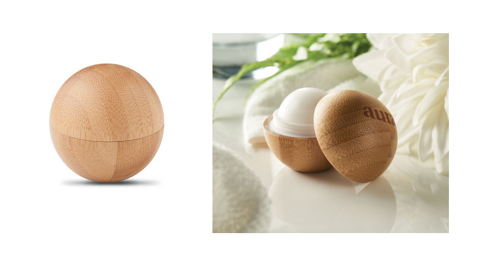 Natural lip balm in bamboo round pot