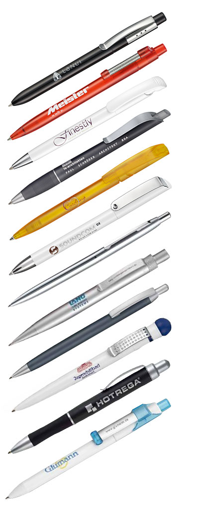 Pildspalvas un zīmuļi ar jūsu uzņēmuma logo