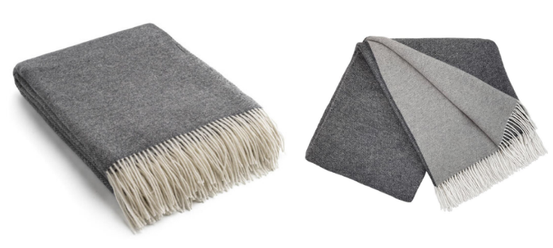 Reversible blanket wool cashmere  dark gray
