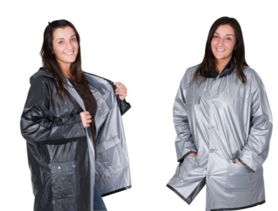 TURN-OVER rain coat Black/ Silver