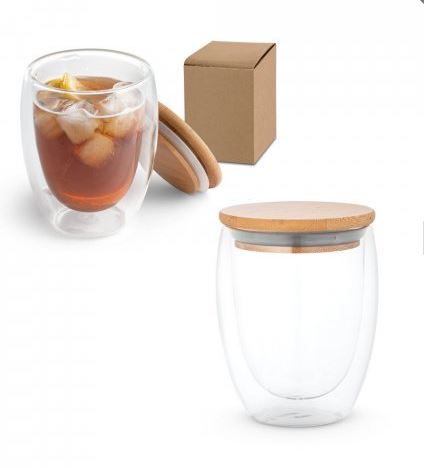 Double-walled borosilicate glass travel cup
