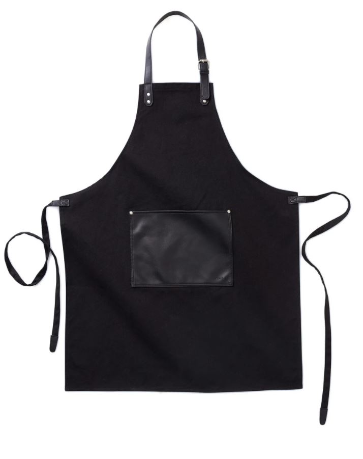 Elegant, high quality apron "NEGRO" with eco leather details and logo