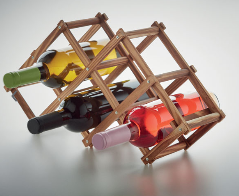Gaumīgs, saliekams statīvs vīna pudelēm, izgatavots no priedes 