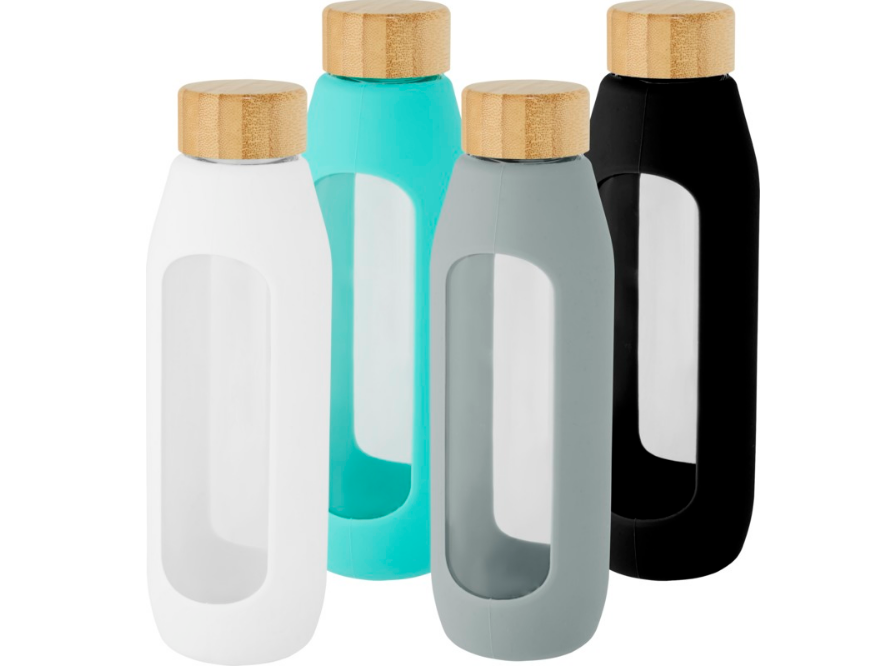 Jauna dizaina, borosilikāta stikla pudele "Tidan" ar lodziņu, un logo, 600 ml 