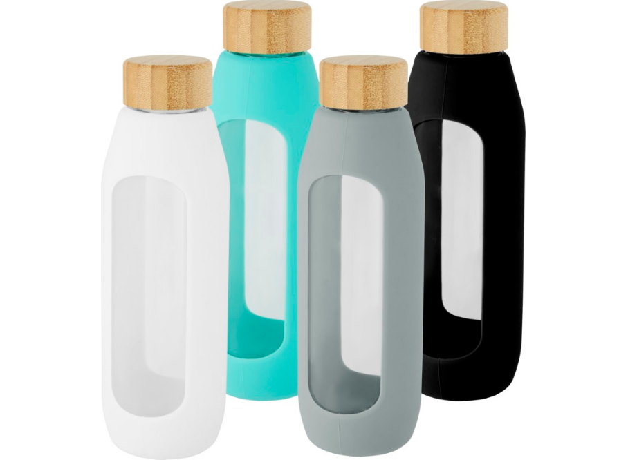 Tidan 600 ml borosilicate glass bottle with silicone grip