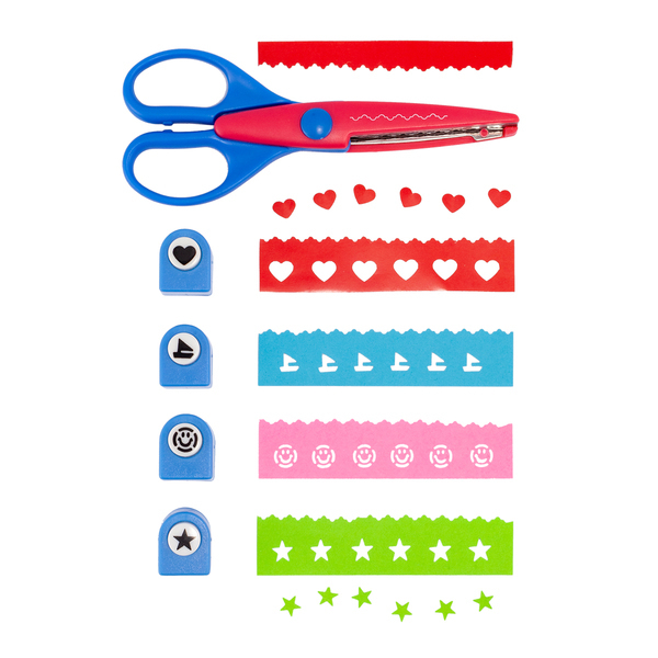 Fun-design hole punchers & scissors set, blue