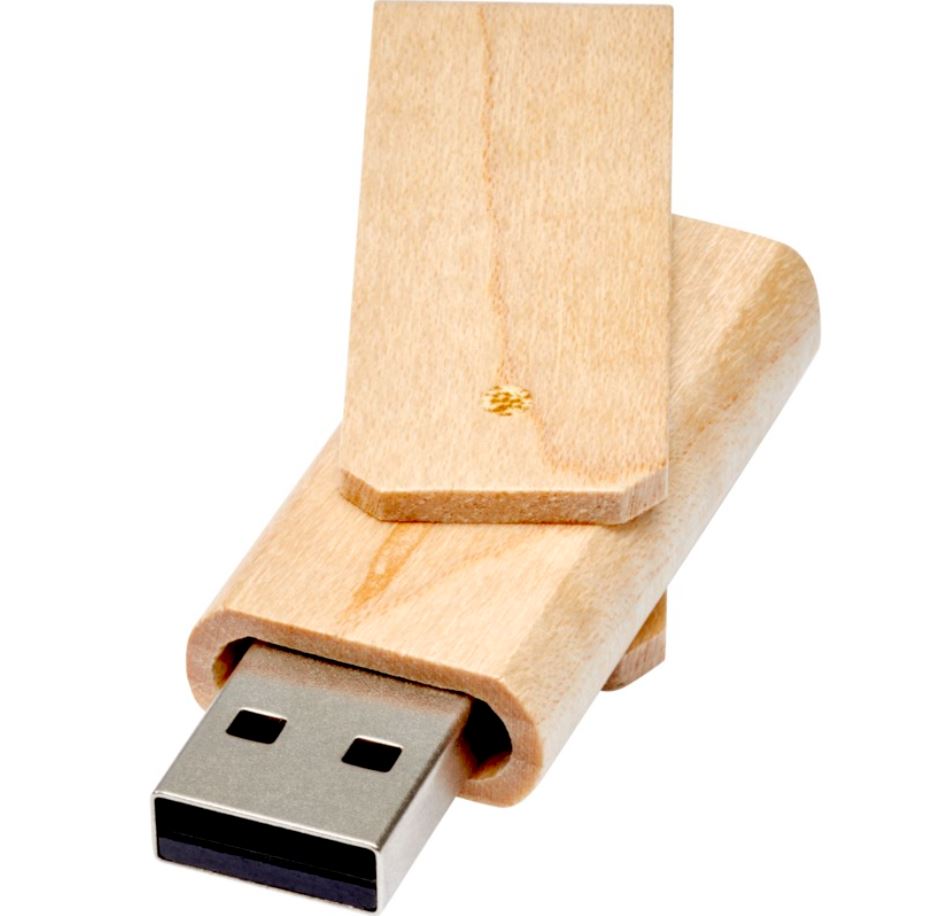 Rotate wooden USB with logo