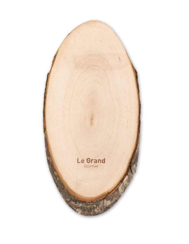 Oval cutting board with bark