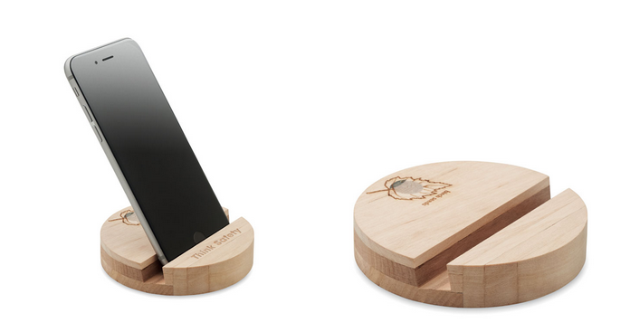 Birch wood phone stand with logo