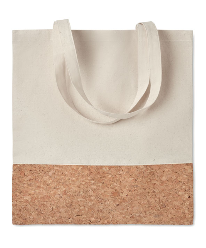 Cotton drawstring bag with a cork detail "ILLA TOTE" ar logo