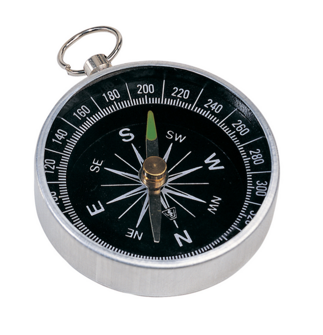 Metal compass with ring