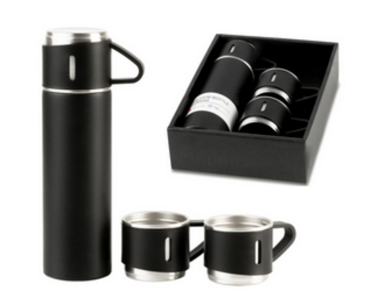 Travel Mug: BODUM Stainless Steel Vacuum Travel Mug: Black, 450ml/15 f