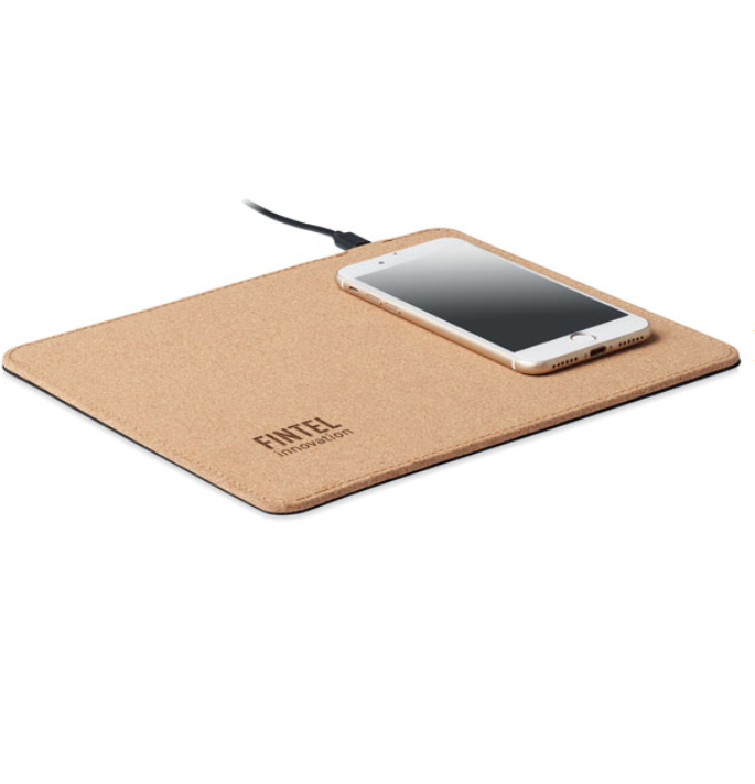 Cork mouse pad with 15W wireless charger
