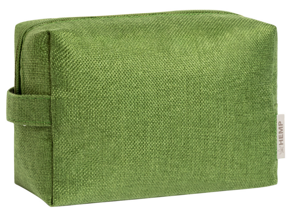 Cosmetic bag in hemp fabric "Rupert-green"