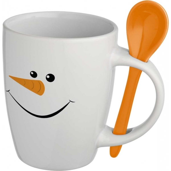 Christmas mug Snowman with spoon, 350 ml