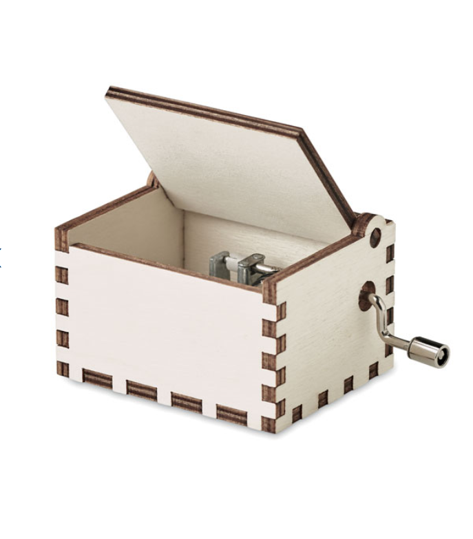 Wooden Christmas hand crank music box