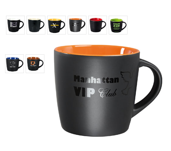 Black mug with color inside 300ml