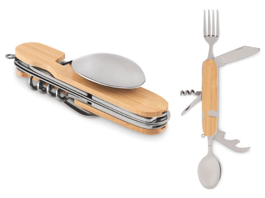 Multi-function folding camping cutlery set with logo