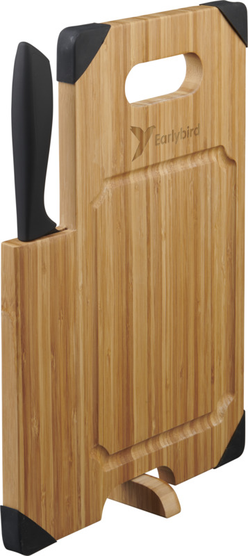 Bamboo cutting board with knife 2-in-1 with logo