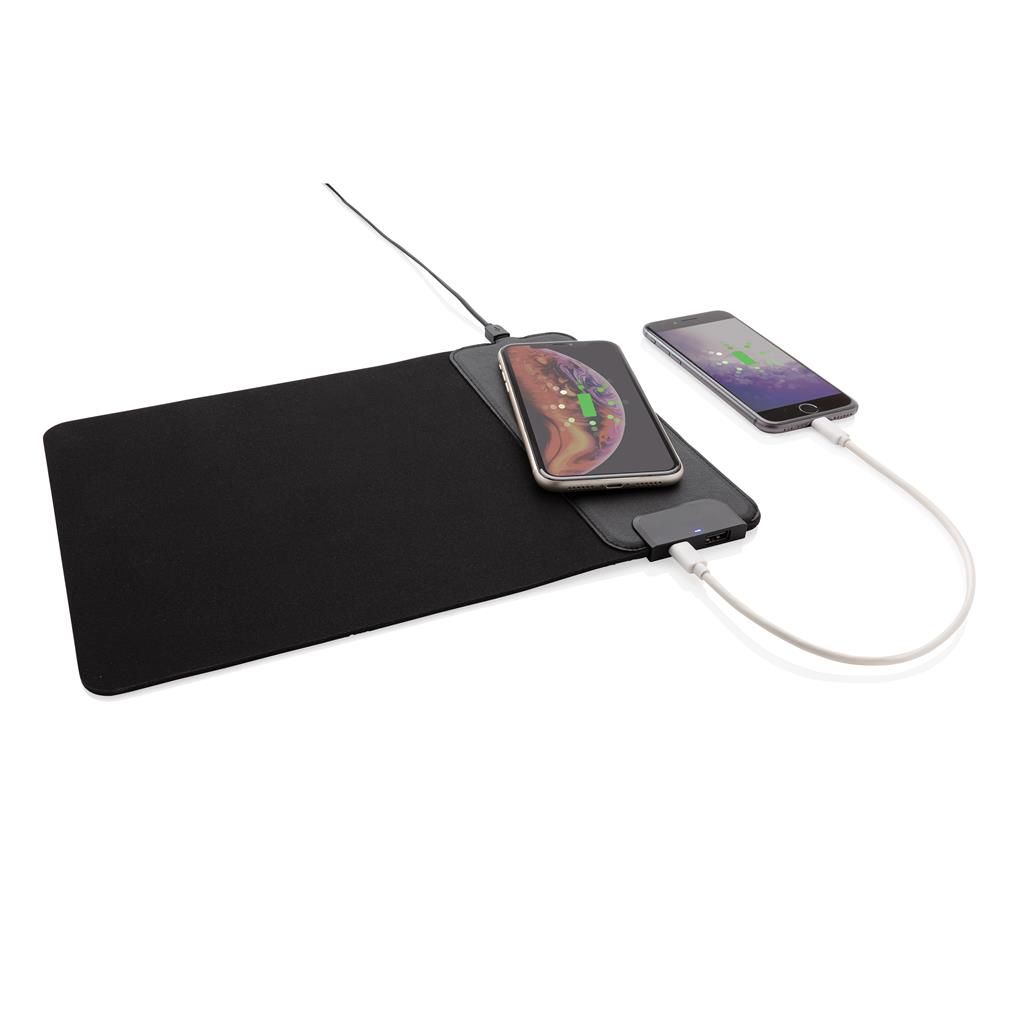 Mousepad with 15W wireless charging and USB ports