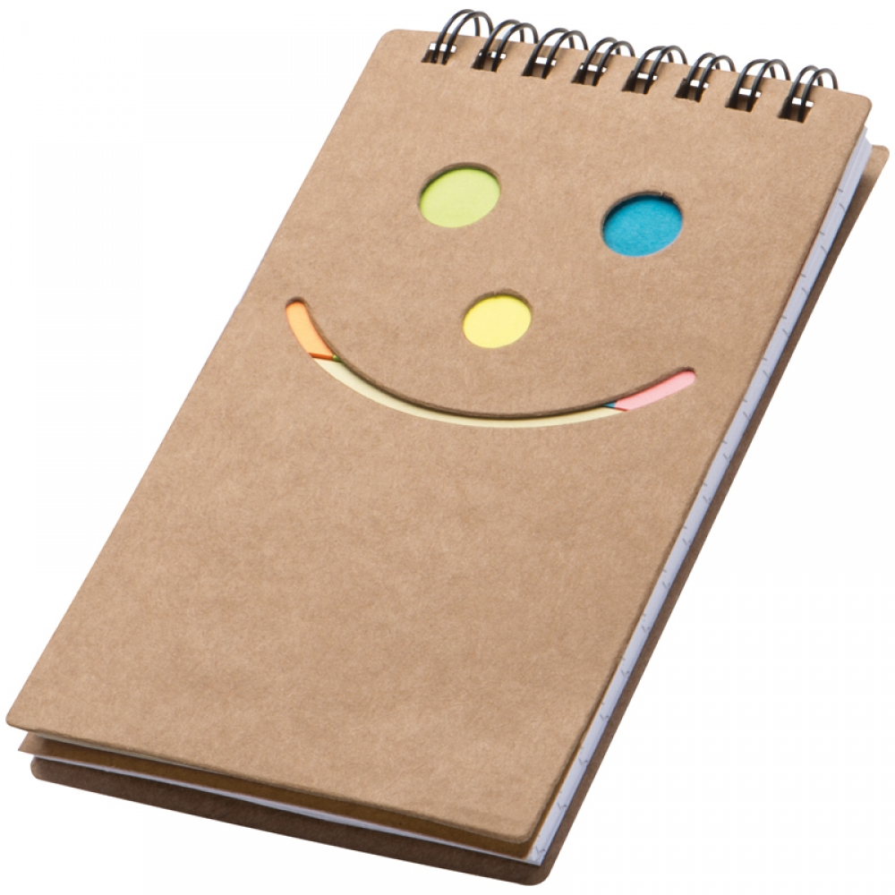 Notebook with sticky notes "Smile"