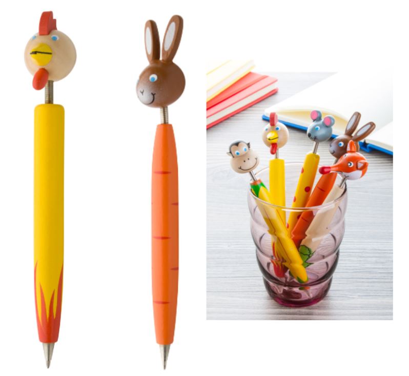 Easter themed pens with cute animals and logo