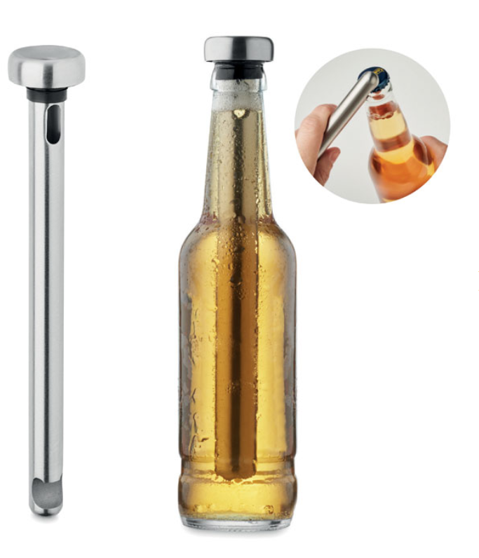 Stainless steel bottle opener and drink chiller stick with your logo
