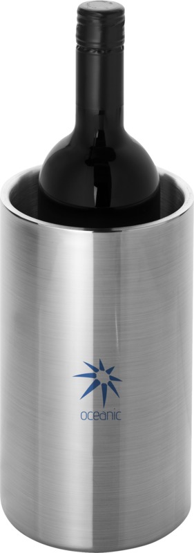 Double-walled stainless steel wine cooler with logo