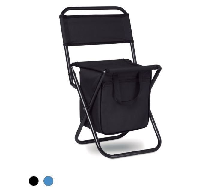 Saliekams piknika krēsls ar aukstumsomu "SIT & DRINK" ar logo