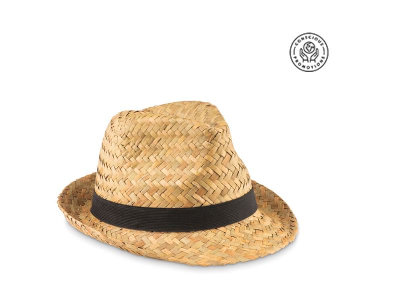 Natural straw hat "MONTE" with logo