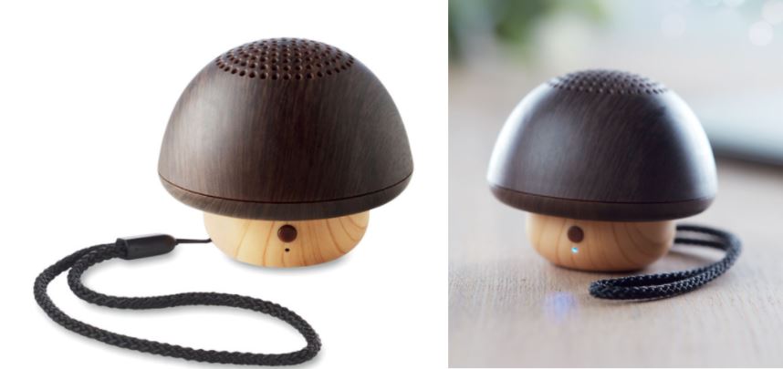 Mushroom shaped wireless speaker "BEKA" with logo
