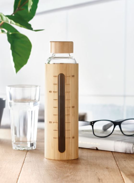 Stikla pudele ar bambusa detaļām "SHAUMAR" 600 ml