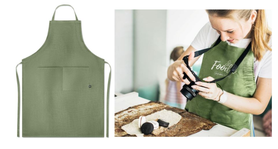 Eco friendly NAIMA apron from 100% hemp fabric, with logo