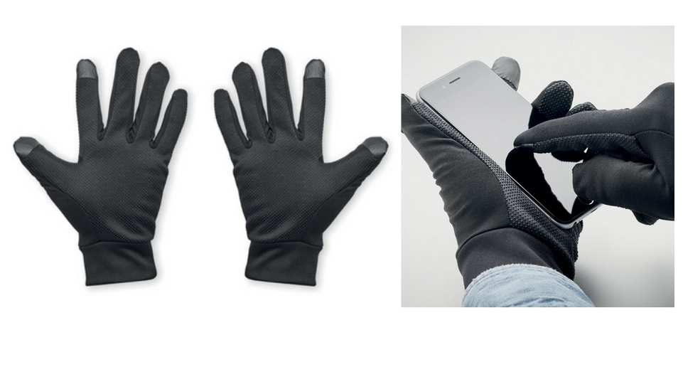 Tactile sport gloves for smartphone with logo