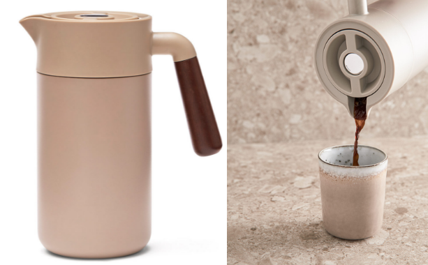 Elegant Scandinavian designed thermos 1200 ml with walnut wood handle