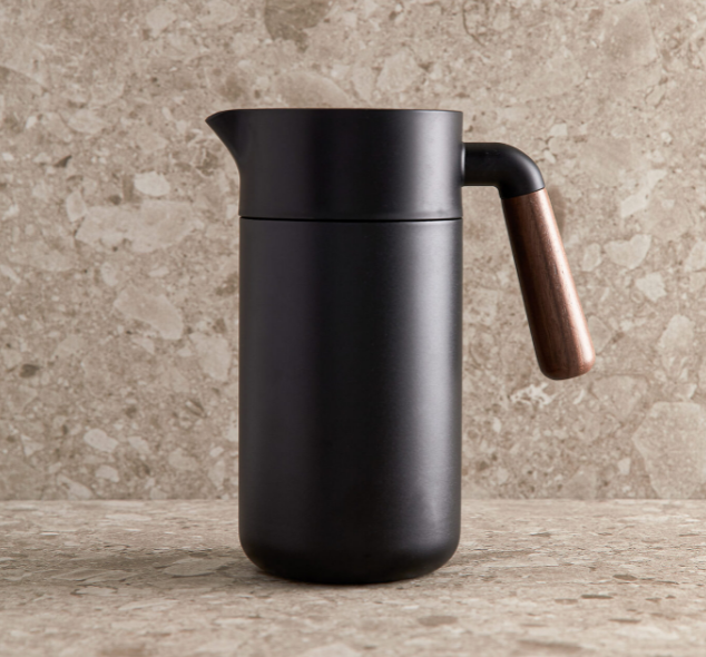 Classic Scandinavian designed thermos 1200 ml with walnut wood handle