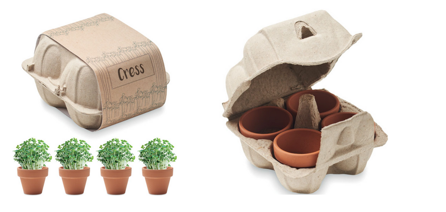 Set of 4 clay terracotta pots 